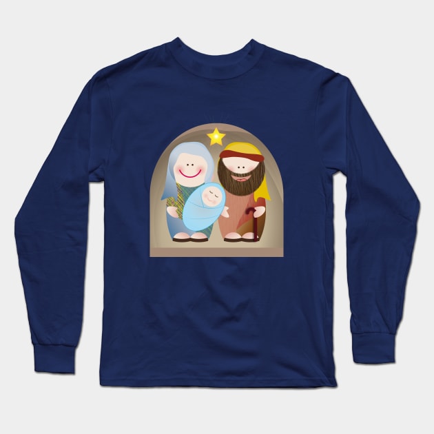 Holy night Nativity Long Sleeve T-Shirt by marufemia